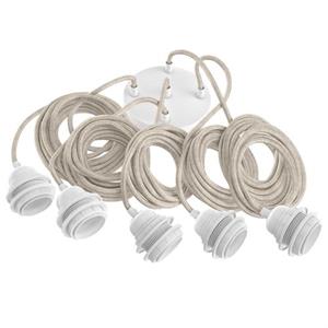 HOOPZI  Hang 5 Hanglamp - Linnen Raw - Witte Fitting