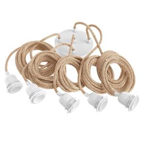 HOOPZI  Hang 5 Hanglamp - Jute Touw - Witte Fitting