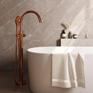 BRAUER Copper Edition Staande Badkraan - handdouche rond 3 standen - 2 gladde knoppen - PVD - geborsteld koper 5-GK-260