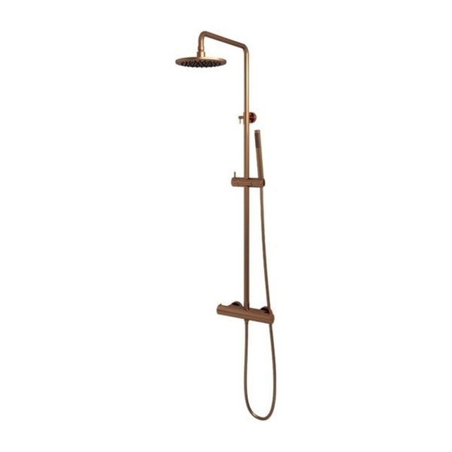 BRAUER Copper Edition Regendoucheset opbouw - hoofddouche 30cm - glijstang - handdouche staaf 1 stand - gladde knoppen - PVD - geborsteld koper 5-GK-241