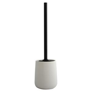 MSV Toiletborstel in houder/wc-borstel Malmo - keramiek/rvs - wit/zwart - x 10 cm -