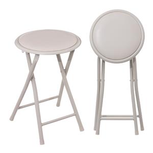 5five Bijzet krukje/stoel - 2x - Opvouwbaar - beige - D30 x H46 cm -