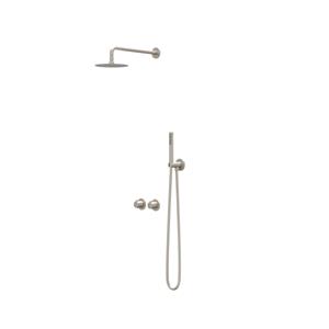 IVY Pact Regendoucheset - inbouw - symmetry - 2-weg stop-omstel - 15cm plafondbuis - 30cm medium hoofddouche - glijstang met uitlaat - 150cm doucheslang - satin spray handdouche - Geborsteld nickel PV