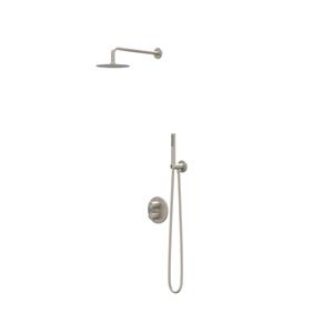 IVY Pact Regendoucheset - inbouw - 2-weg stop-omstel - 40cm wandarm - 25cm medium hoofddouche rond - glijstang met uitlaat - 150cm doucheslang - 3-standen handdouche - Geborsteld nickel PVD CSP2GNBEAB