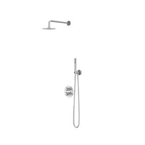 IVY Pact Regendoucheset - inbouw - 2-weg stop-omstel - 40cm wandarm - 20cm medium hoofddouche rond - glijstang met uitlaat - 150cm doucheslang - satin spray handdouche - Chroom CSP2CRCDAB