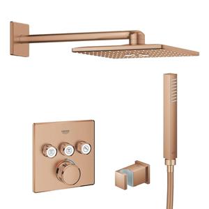 Grohe Smartcontrol Regendoucheset Inbouw - inbouwboxen - hoofddouche vierkant - staafhanddouche - brushed warm sunset SW105953 SW108085 SW484602 SW439120 SW438856 SW930