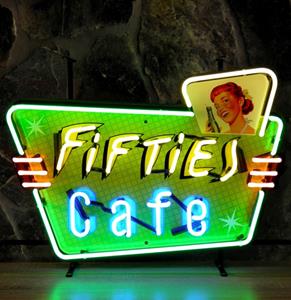 Fiftiesstore Fifties Cafe Neon Verlichting Met Achterplaat 70 x 50 cm