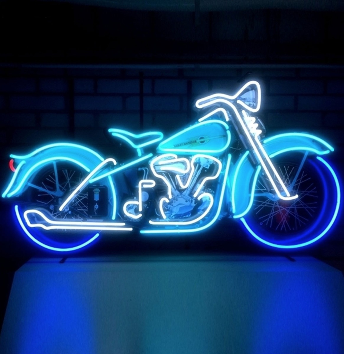 Fiftiesstore Grote Motorfiets Motorcycle Neon Met Achterplaat 124 x 62 cm