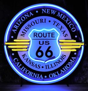 Fiftiesstore Route 66 All States Neon Verlichting Met Achterplaat 65 x 65 cm
