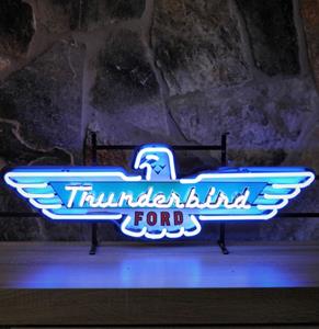 Fiftiesstore Ford Thunderbird Logo Neon Verlichting Met Achterplaat 88 x 28 cm