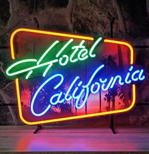 Fiftiesstore Hotel California Logo Neon Verlichting Met Achterplaat 71 x 51 cm