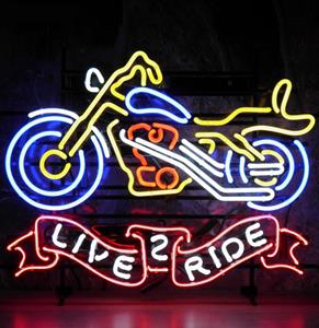 Fiftiesstore Live 2 Ride Neon Verlichting Motorfiets 71 X 61 CM