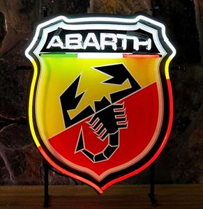 Fiftiesstore Abarth Logo Neon Verlichting Met Achterplaat 55 x 65 cm