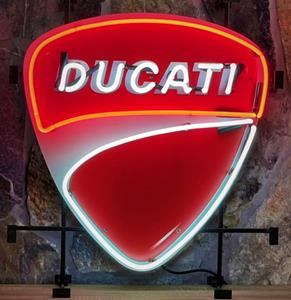 Fiftiesstore Ducati Neon Verlichting - Met Achterplaat - 60 x 66 cm