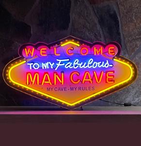 Fiftiesstore Welcome to my Fabulous Man Cave XL Neon 100 x 56 cm