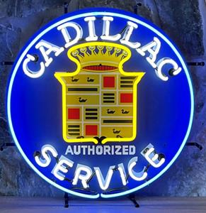 Fiftiesstore Cadillac Service Neon Verlichting 65 x 65 cm V2