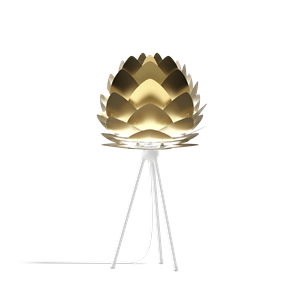 Umage Aluvia Mini tafellamp brushed brass - met tripod wit - Ø 40 cm