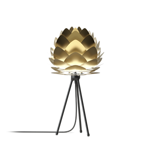 Umage Aluvia Mini tafellamp brushed brass - met tripod zwart - Ø 40 cm