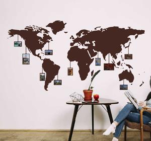 Tenstickers Wereld in foto's wereldkaart zelfklevende sticker