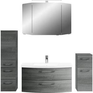 Saphir Badkamerset Cassca Sprint 4-teilig Mineralmarmor-Waschtisch mit LED-Spiegelschrank