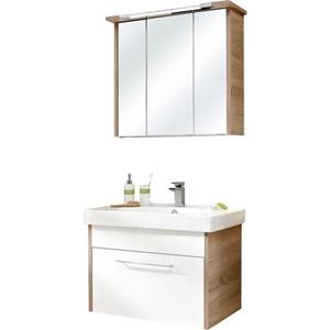 Saphir Badkamerserie Quickset 382 2-teilig Keramik-Waschtisch mit LED-Spiegelschrank (2-delig)