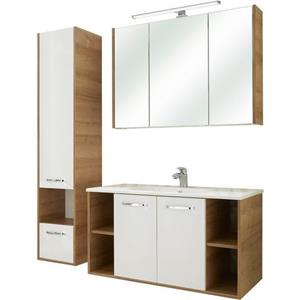 Saphir Badmeubelset Quickset 362 3-teilig, Mineralmarmor-Waschtisch und LED-Spiegelschrank (set)