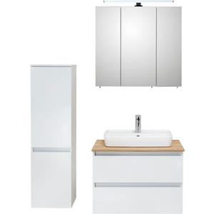 Saphir Badkamerserie Quickset 360 3-teilig, Keramik-Aufsatzbecken mit LED-Spiegelschrank (5-delig)