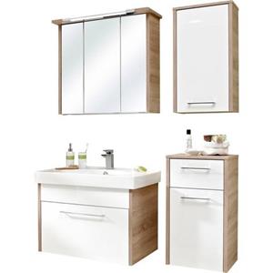 Saphir Badkamerserie Quickset 382 4-teilig Keramik-Waschtisch mit LED-Spiegelschrank (5-delig)