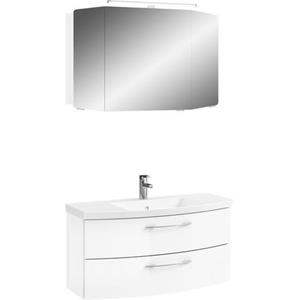 Saphir Badkamerserie Cassca Sprint 2-teilig Mineralmarmor-Waschtisch mit LED-Spiegelschrank (2-delig)