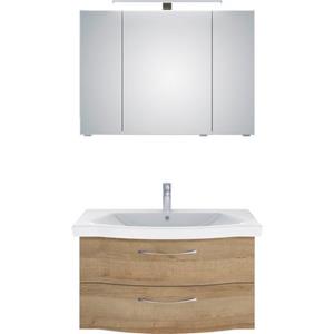 Saphir Badkamerserie 6005 Sprint 2-teilig, Keramik-Waschtisch mit LED-Spiegelschrank