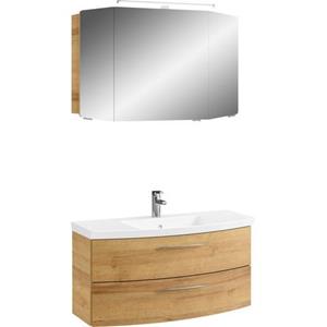 Saphir Badkamerserie Cassca Sprint 2-teilig Mineralmarmor-Waschtisch mit LED-Spiegelschrank (2-delig)