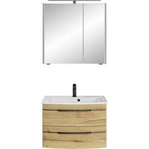 Saphir Badmeubelset Serie 7045 2-teilig Mineralmarmor-Waschtisch mit LED-Spiegelschrank (set)