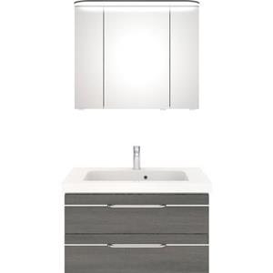 Saphir Badkamerserie Balto Sprint 2-teilig, Mineralmarmor-Waschtisch mit LED-Spiegelschrank (2-delig)