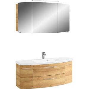 Saphir Badkamerserie Cassca Sprint 2-teilig Mineralmarmor-Waschtisch mit LED-Spiegelschrank