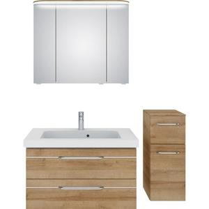 Saphir Badkamerserie Balto Sprint 3-teilig, Mineralmarmor-Waschtisch mit LED-Spiegelschrank