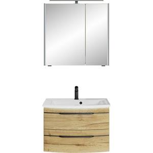 Saphir Badmeubelset Serie 7045 2-teilig Mineralmarmor-Waschtisch mit LED-Spiegelschrank (set)