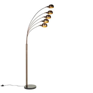 QAZQA Design Vloerlamp Donkerbrons Met Goud 5-lichts - Sixties Marmo