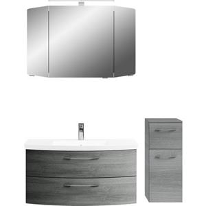 Saphir Badkamerserie Cassca Sprint 3-teilig Mineralmarmor-Waschtisch mit LED-Spiegelschrank (4-delig)