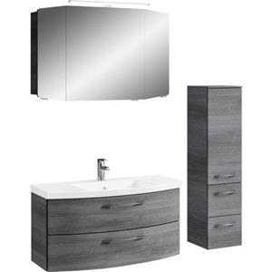 Saphir Badkamerserie Cassca Sprint 3-teilig Mineralmarmor-Waschtisch mit LED-Spiegelschrank (4-delig)