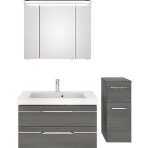 Saphir Badkamerserie Balto Sprint 3-teilig, Mineralmarmor-Waschtisch mit LED-Spiegelschrank