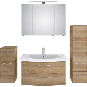 Saphir Badkamerserie 6005 Sprint 4-teilig, Keramik-Waschtisch mit LED-Spiegelschrank