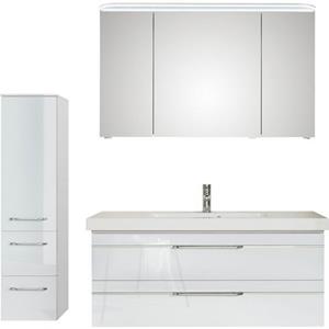 Saphir Badkamerserie Balto Sprint 3-teilig, Mineralmarmor-Waschtisch mit LED-Spiegelschrank