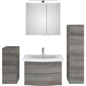 Saphir Badkamerserie 6005 Sprint 4-teilig, Keramik-Waschtisch mit LED-Spiegelschrank (5-delig)