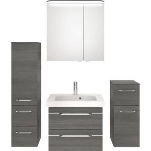 Saphir Badkamerserie Balto Sprint 4-teilig, Mineralmarmor-Waschtisch mit LED-Spiegelschrank (5-delig)