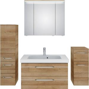 Saphir Badkamerserie Balto Sprint 4-teilig, Mineralmarmor-Waschtisch mit LED-Spiegelschrank (5-delig)