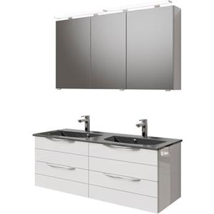 Saphir Badkamerserie Serie 6025 2-teilig Mineralmarmor-Waschtisch mit LED-Spiegelschrank