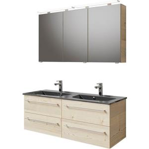 Saphir Badkamerserie Serie 6025 2-teilig Mineralmarmor-Waschtisch mit LED-Spiegelschrank