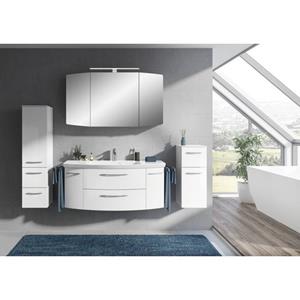 Saphir Badkamerserie Cassca Sprint 4-teilig Mineralmarmor-Waschtisch mit LED-Spiegelschrank (5-delig)