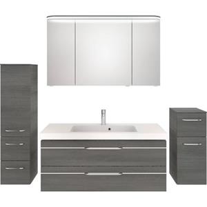 Saphir Badkamerserie Balto Sprint 4-teilig, Mineralmarmor-Waschtisch mit LED-Spiegelschrank