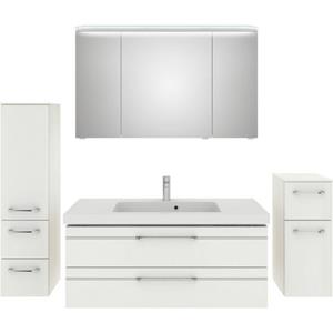 Saphir Badkamerserie Balto Sprint 4-teilig, Mineralmarmor-Waschtisch mit LED-Spiegelschrank